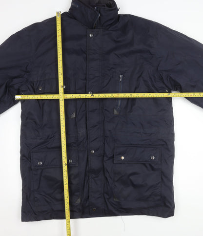 Bolt Men's Blue Parka Jacket L Full Zip Pockets Water Resistant