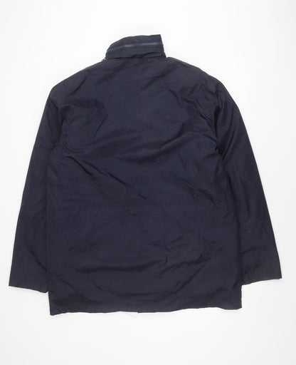 Bolt Men's Blue Parka Jacket L Full Zip Pockets Water Resistant