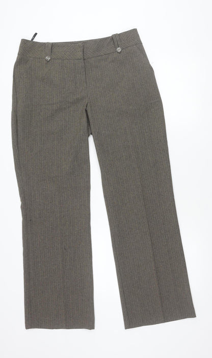 Womens UK Size 14 BHS Regular Fit Dress Pants Brown Trousers