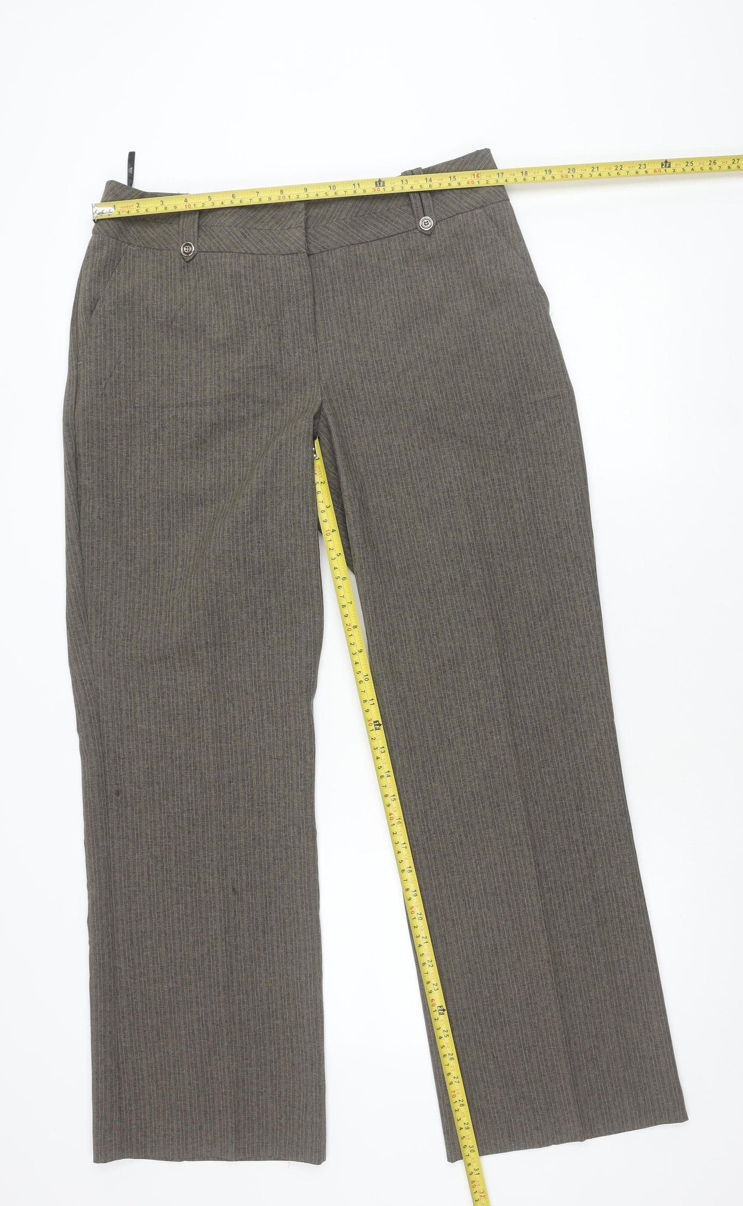 Womens UK Size 14 BHS Regular Fit Dress Pants Brown Trousers