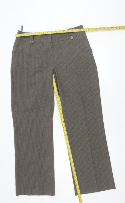 Womens UK Size 14 BHS Regular Fit Dress Pants Brown Trousers