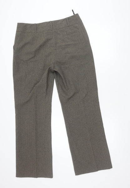 Womens UK Size 14 BHS Regular Fit Dress Pants Brown Trousers