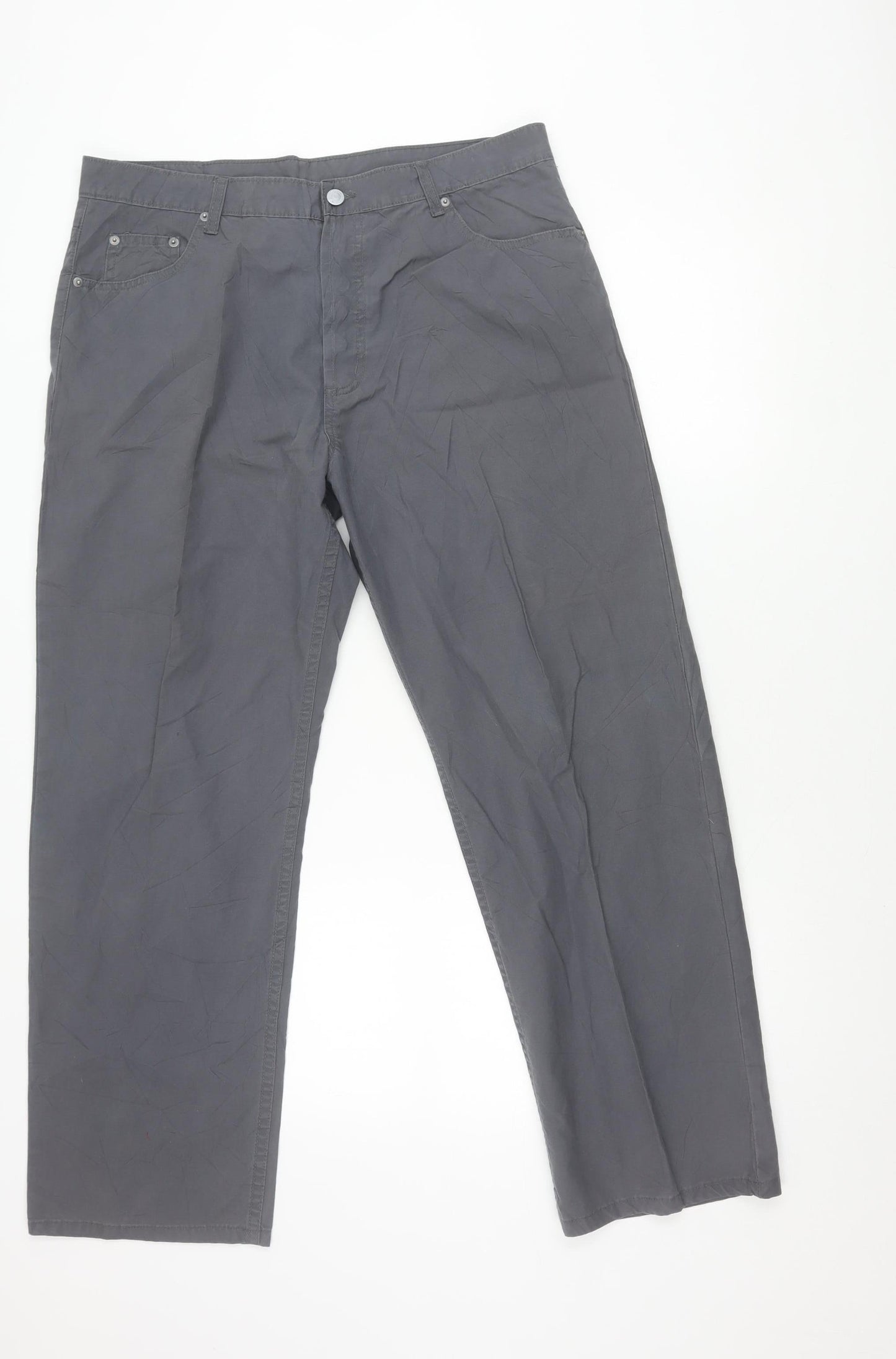 Armando Men’s Grey Cotton Chino Trousers 36W 30L Straight Fit Casual