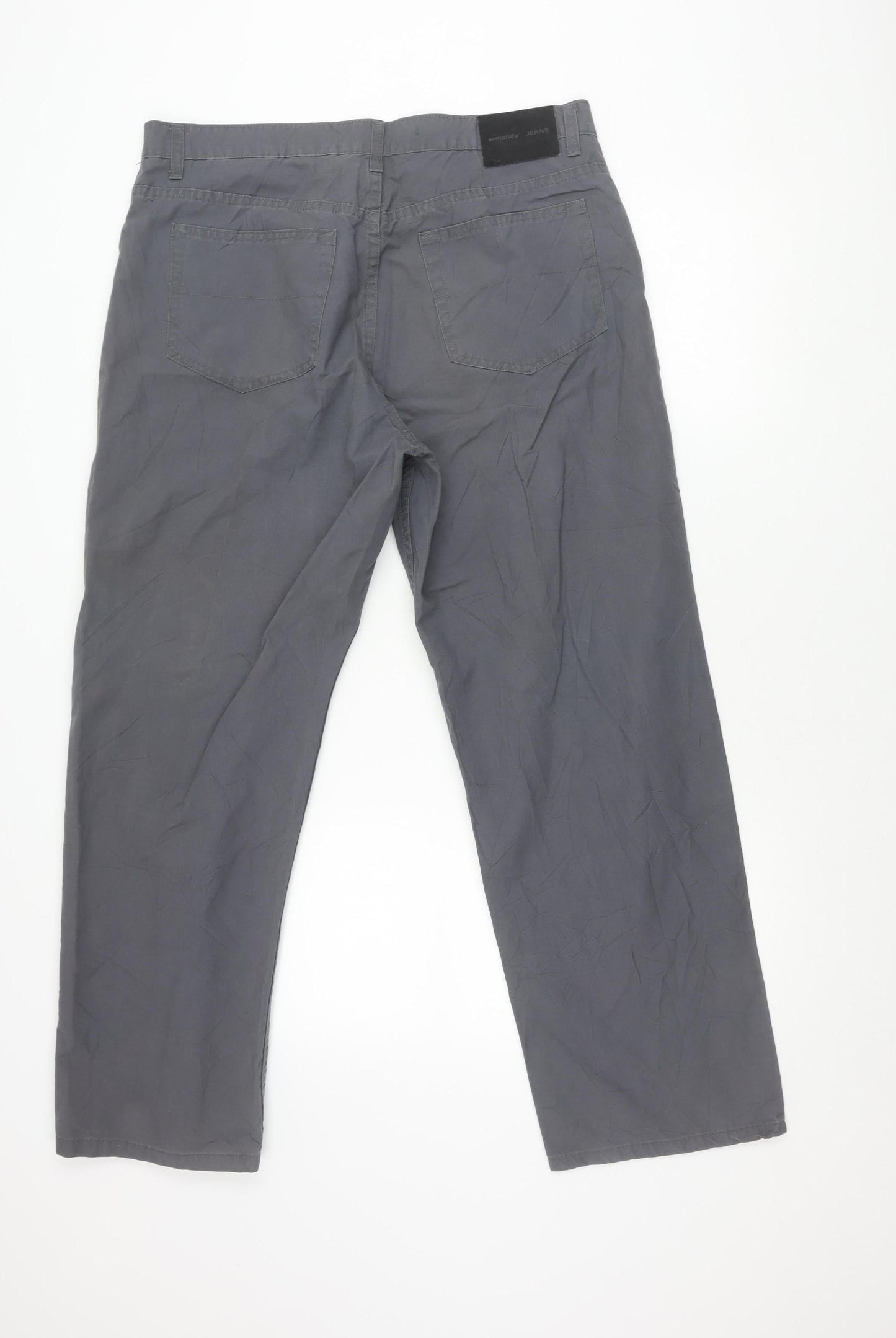 Armando Men’s Grey Cotton Chino Trousers 36W 30L Straight Fit Casual