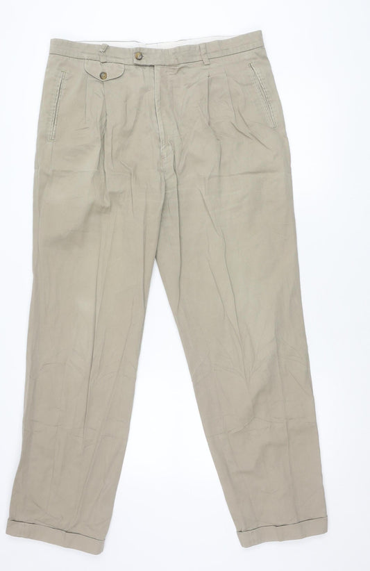 Woodville Men's Beige 3XL Chino Trousers Straight Leg 38W