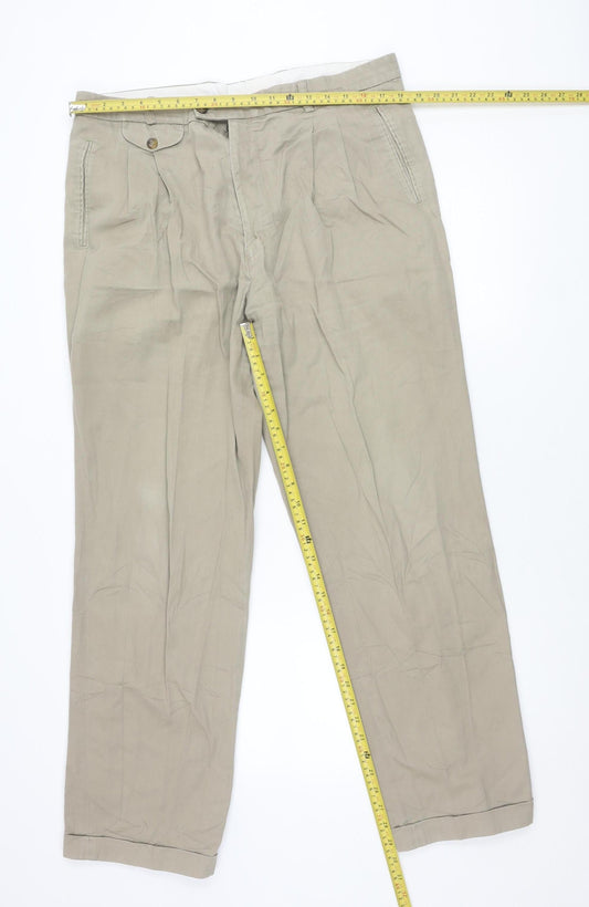 Woodville Men's Beige 3XL Chino Trousers Straight Leg 38W