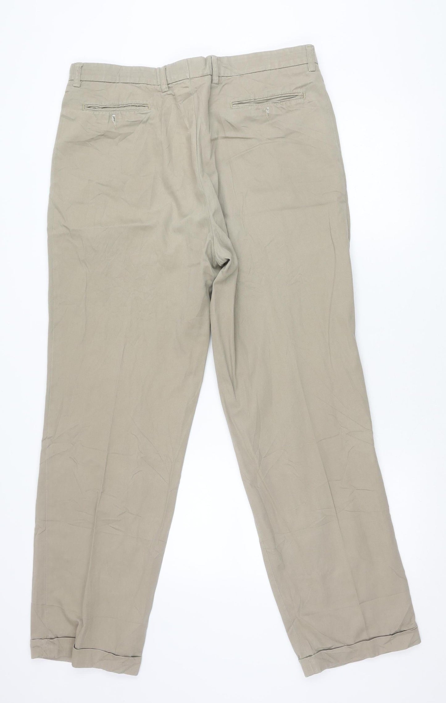Woodville Men's Beige 3XL Chino Trousers Straight Leg 38W