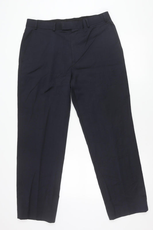 Austin Reed Men’s Black 36S Dress Pants Wool Blend Trousers