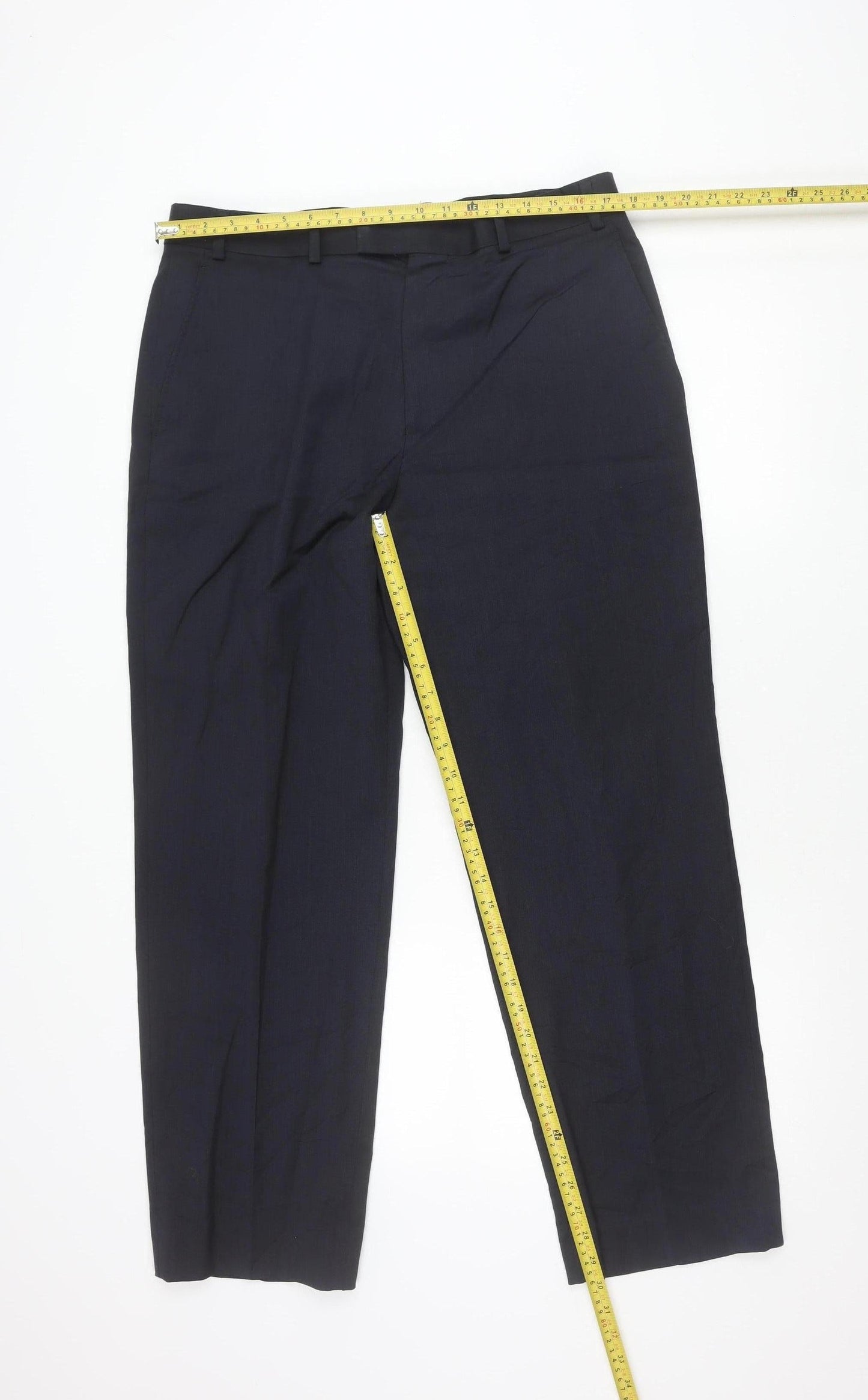 Austin Reed Men’s Black 36S Dress Pants Wool Blend Trousers