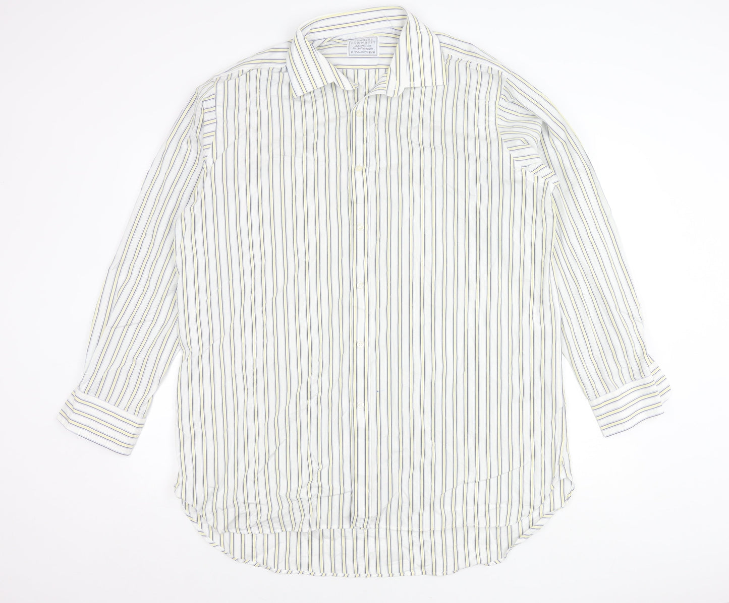 Charles Tyrwhitt Men’s Multicoloured Striped Cotton Shirt 17 Long Sleeve Classic Fit