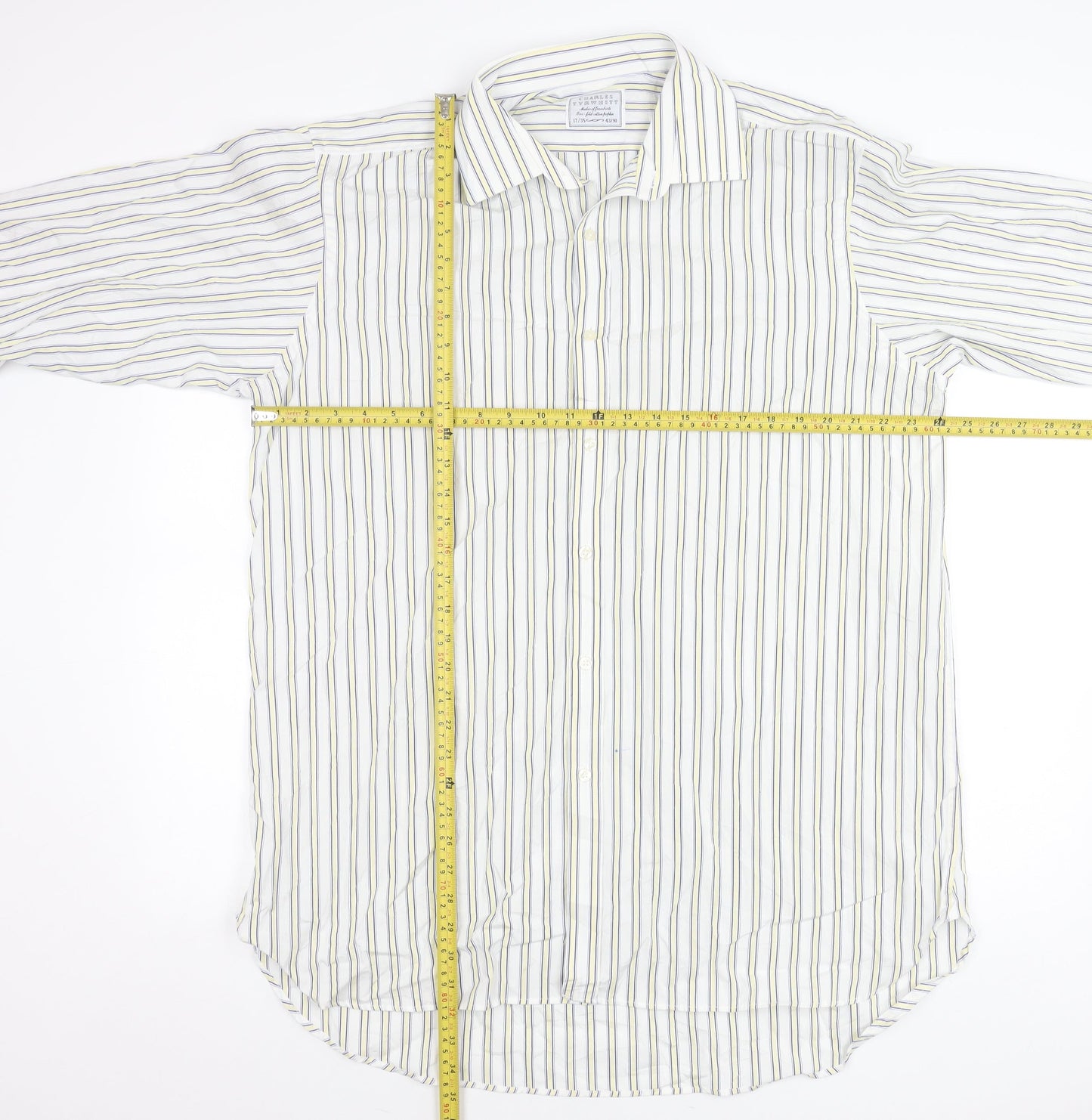 Charles Tyrwhitt Men’s Multicoloured Striped Cotton Shirt 17 Long Sleeve Classic Fit