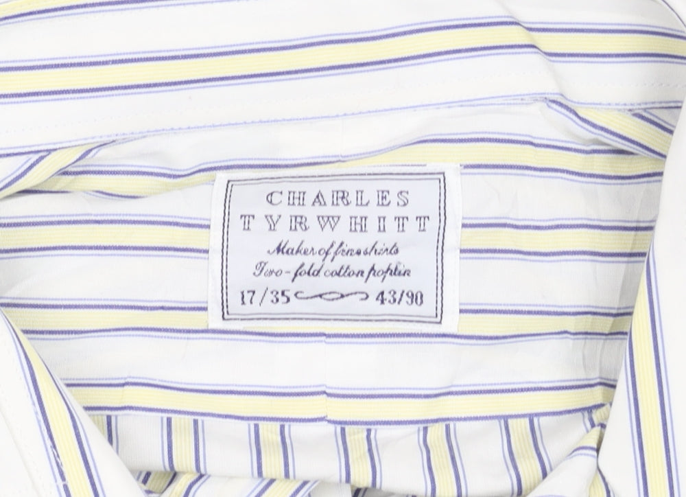 Charles Tyrwhitt Men’s Multicoloured Striped Cotton Shirt 17 Long Sleeve Classic Fit