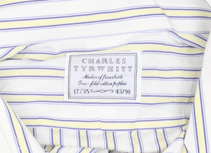 Charles Tyrwhitt Men’s Multicoloured Striped Cotton Shirt 17 Long Sleeve Classic Fit