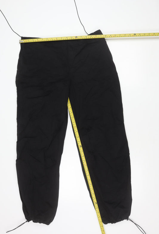 Stradivarius Womens Black Cargo Trousers Size M Elastic Waist