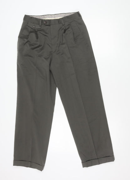 Principles Men Grey Wool Blend Pleated Dress Pants Size 30x32