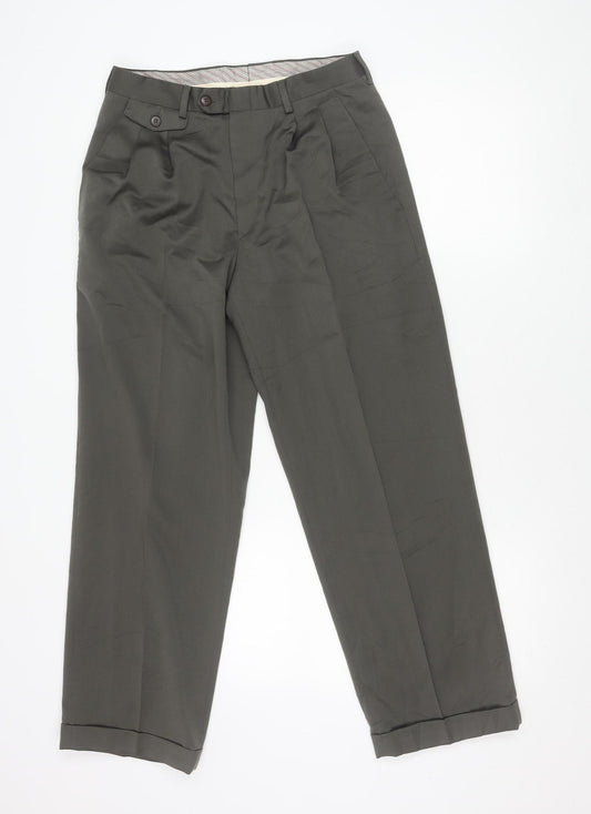 Principles Men Grey Wool Blend Pleated Dress Pants Size 30x32