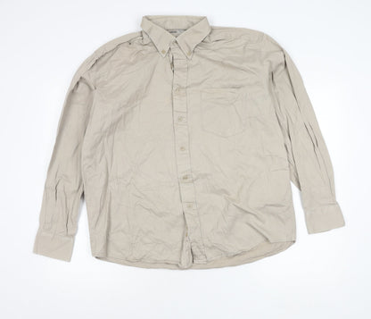 Zantos Men’s Beige Long Sleeve Cotton Button-Up Shirt L 41"-43"