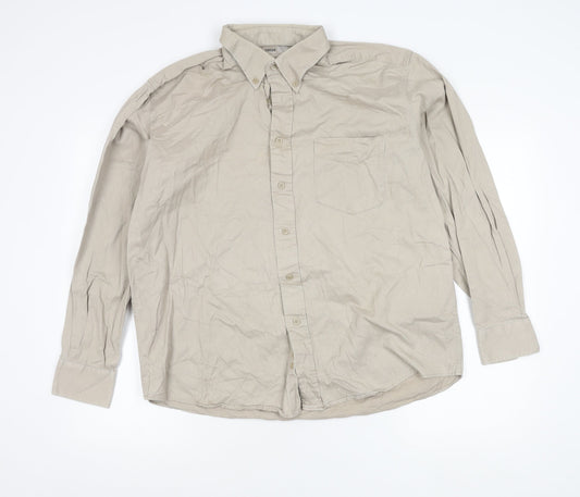 Zantos Men’s Beige Long Sleeve Cotton Button-Up Shirt L 41"-43"