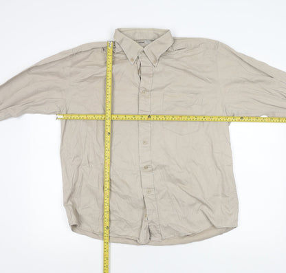 Zantos Men’s Beige Long Sleeve Cotton Button-Up Shirt L 41"-43"