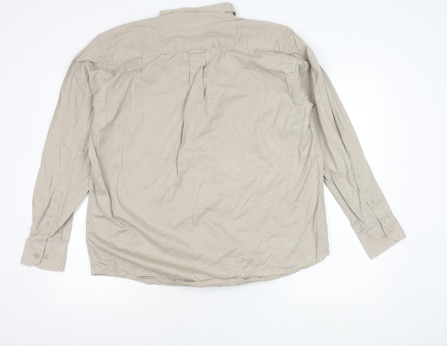 Zantos Men’s Beige Long Sleeve Cotton Button-Up Shirt L 41"-43"