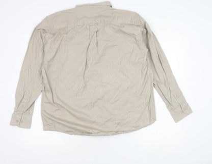 Zantos Men’s Beige Long Sleeve Cotton Button-Up Shirt L 41"-43"