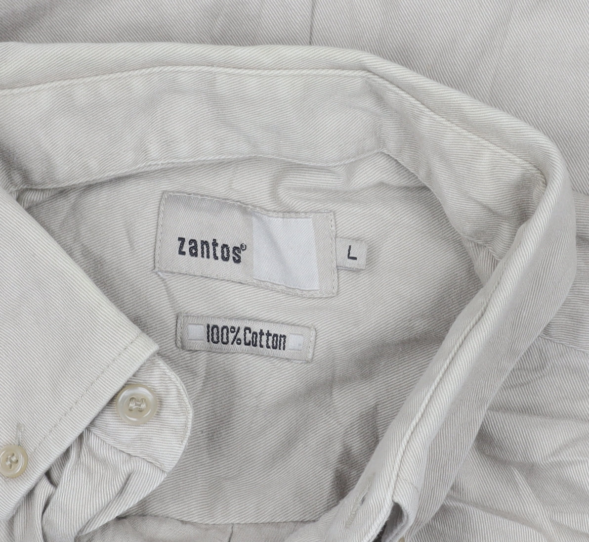 Zantos Men’s Beige Long Sleeve Cotton Button-Up Shirt L 41"-43"