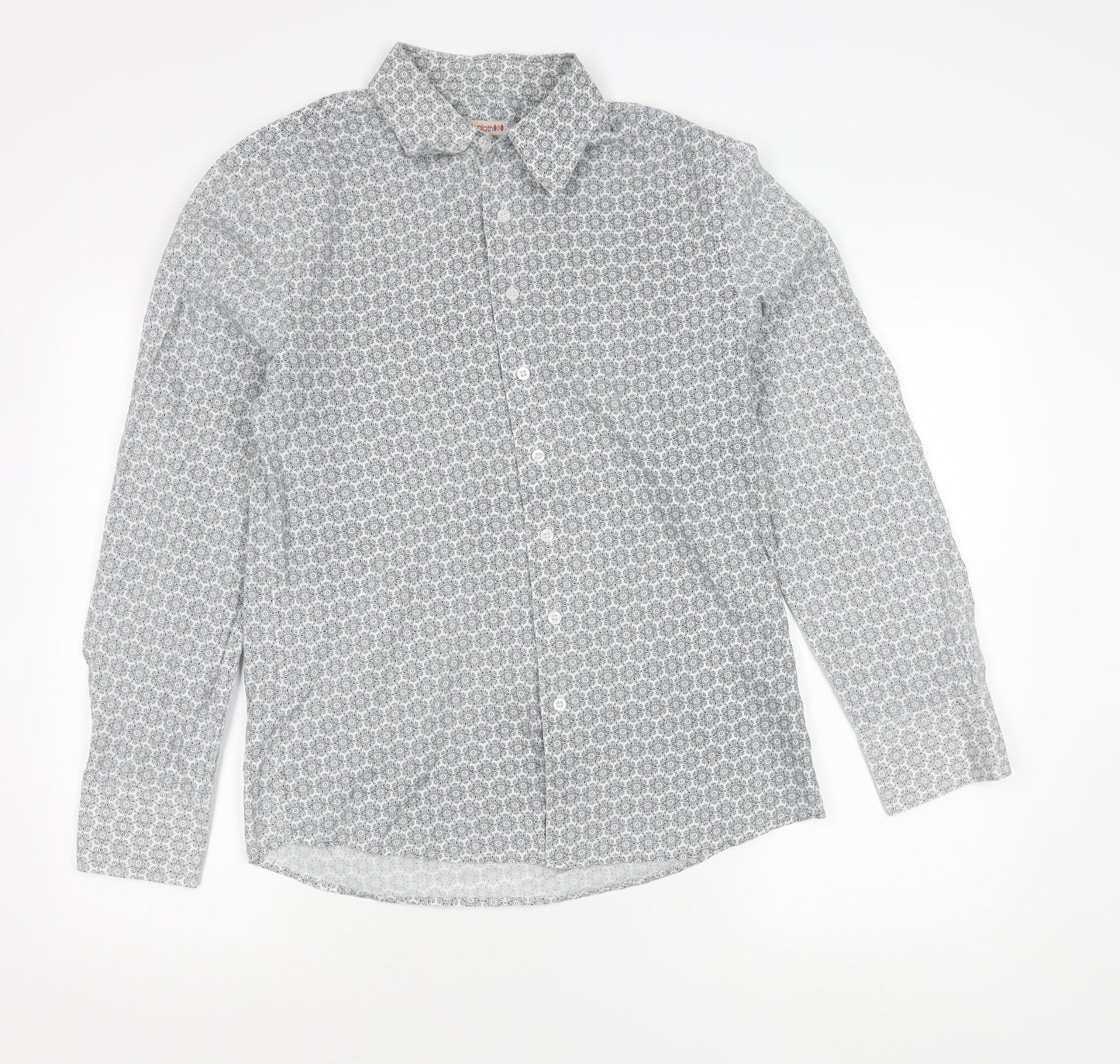 Tablecloth Men's White Geometric Long Sleeve Button-Up Shirt M