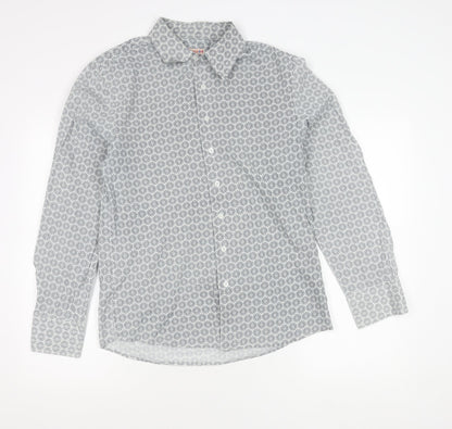 Tablecloth Men's White Geometric Long Sleeve Button-Up Shirt M