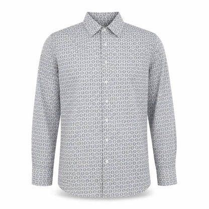 Tablecloth Men's White Geometric Long Sleeve Button-Up Shirt M