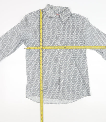Tablecloth Men's White Geometric Long Sleeve Button-Up Shirt M