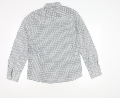 Tablecloth Men's White Geometric Long Sleeve Button-Up Shirt M