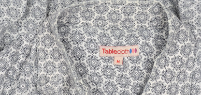 Tablecloth Men's White Geometric Long Sleeve Button-Up Shirt M