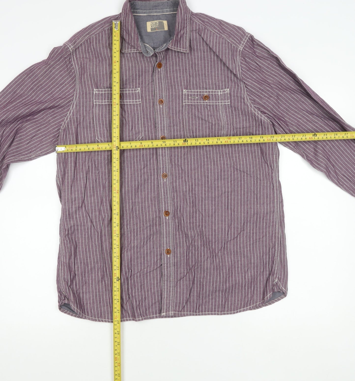Marks and Spencer North Coast Men’s Purple Striped Cotton Shirt L