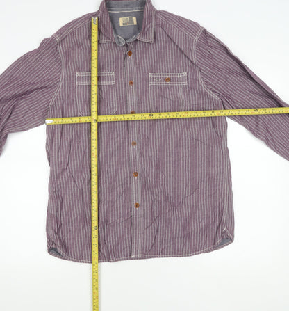 Marks and Spencer North Coast Men’s Purple Striped Cotton Shirt L