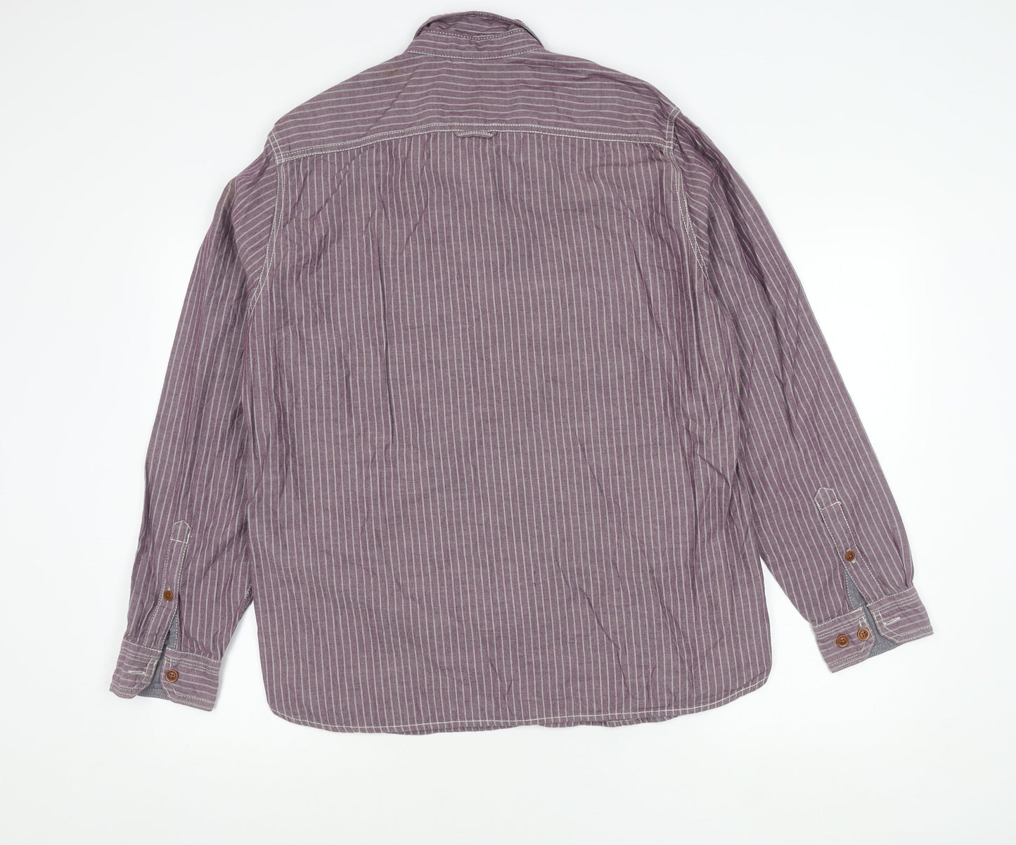Marks and Spencer North Coast Men’s Purple Striped Cotton Shirt L