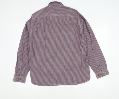 Marks and Spencer North Coast Men’s Purple Striped Cotton Shirt L