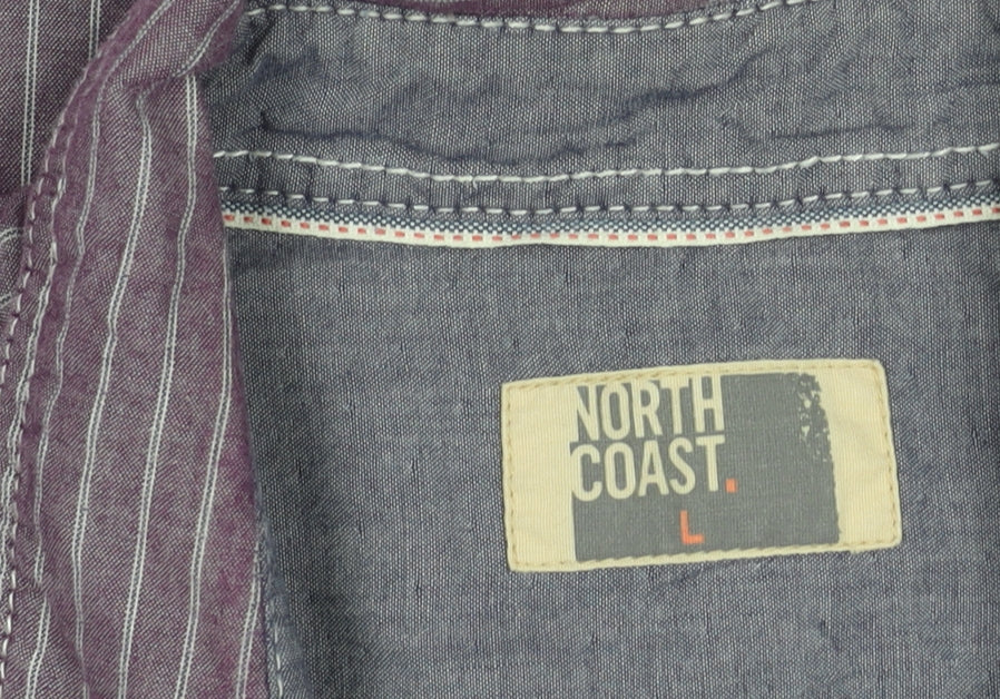Marks and Spencer North Coast Men’s Purple Striped Cotton Shirt L