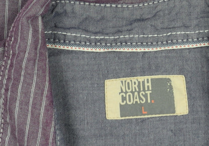 Marks and Spencer North Coast Men’s Purple Striped Cotton Shirt L