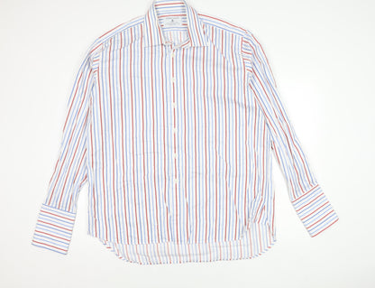 Joseph Turner Men’s Multicoloured Striped Cotton Long Sleeve Button-Up Shirt Size 17