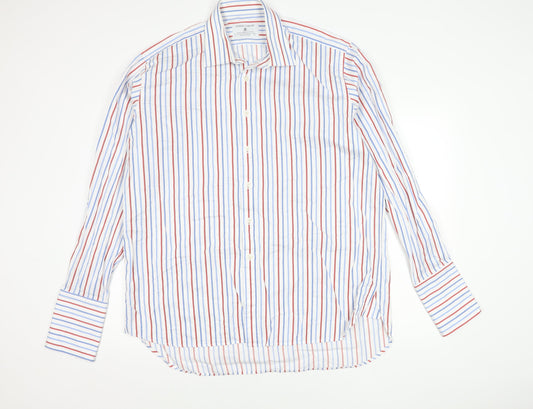 Joseph Turner Men’s Multicoloured Striped Cotton Long Sleeve Button-Up Shirt Size 17