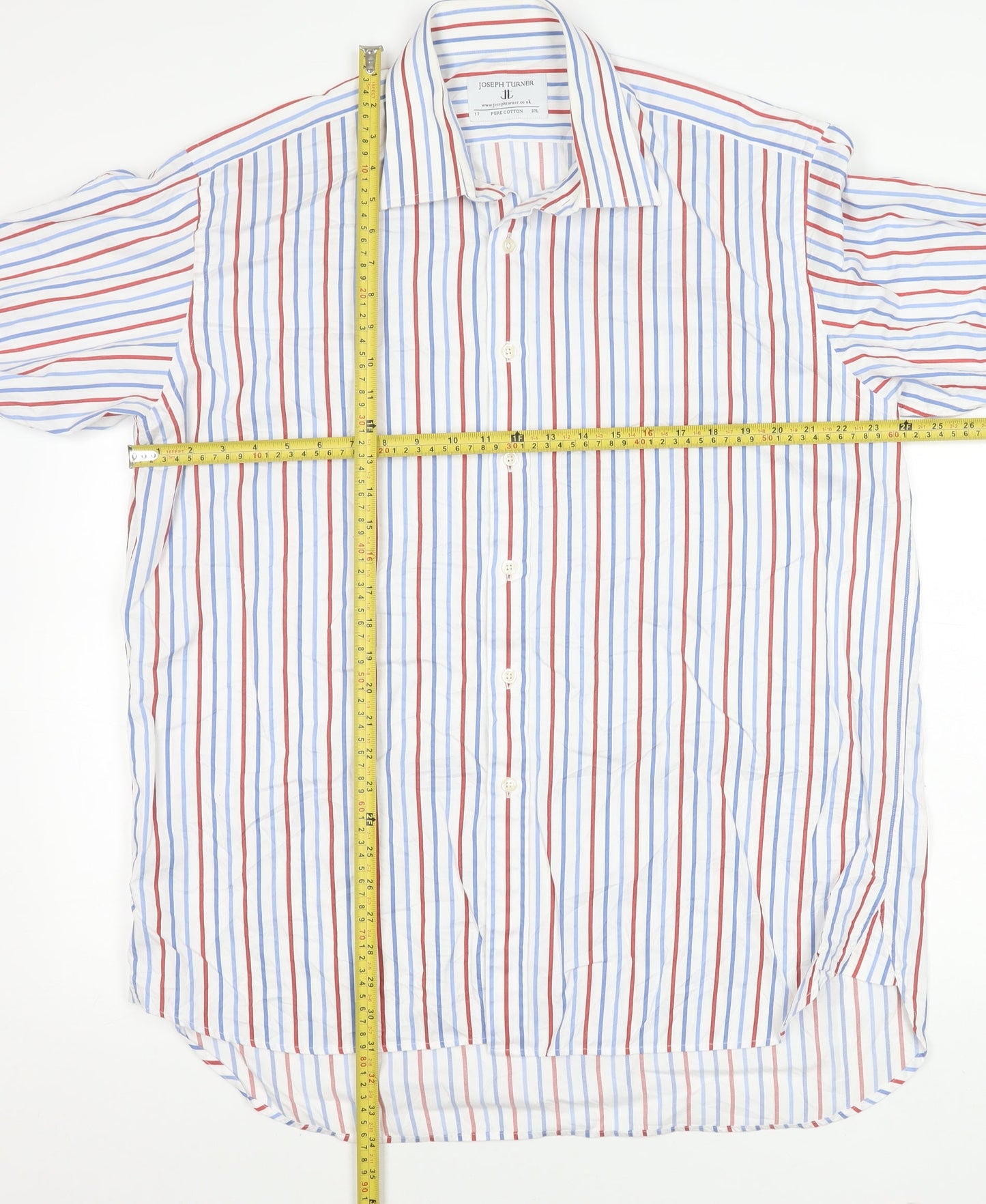 Joseph Turner Men’s Multicoloured Striped Cotton Long Sleeve Button-Up Shirt Size 17