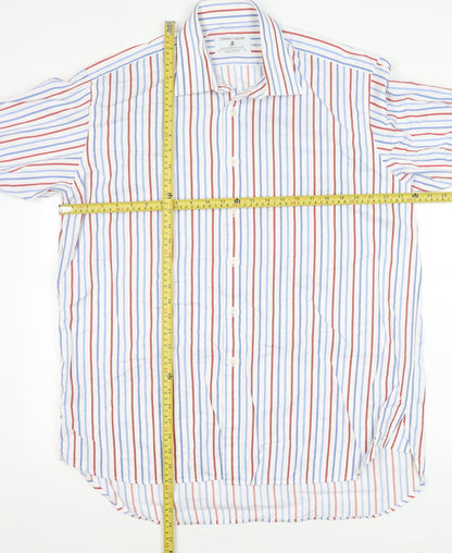 Joseph Turner Men’s Multicoloured Striped Cotton Long Sleeve Button-Up Shirt Size 17
