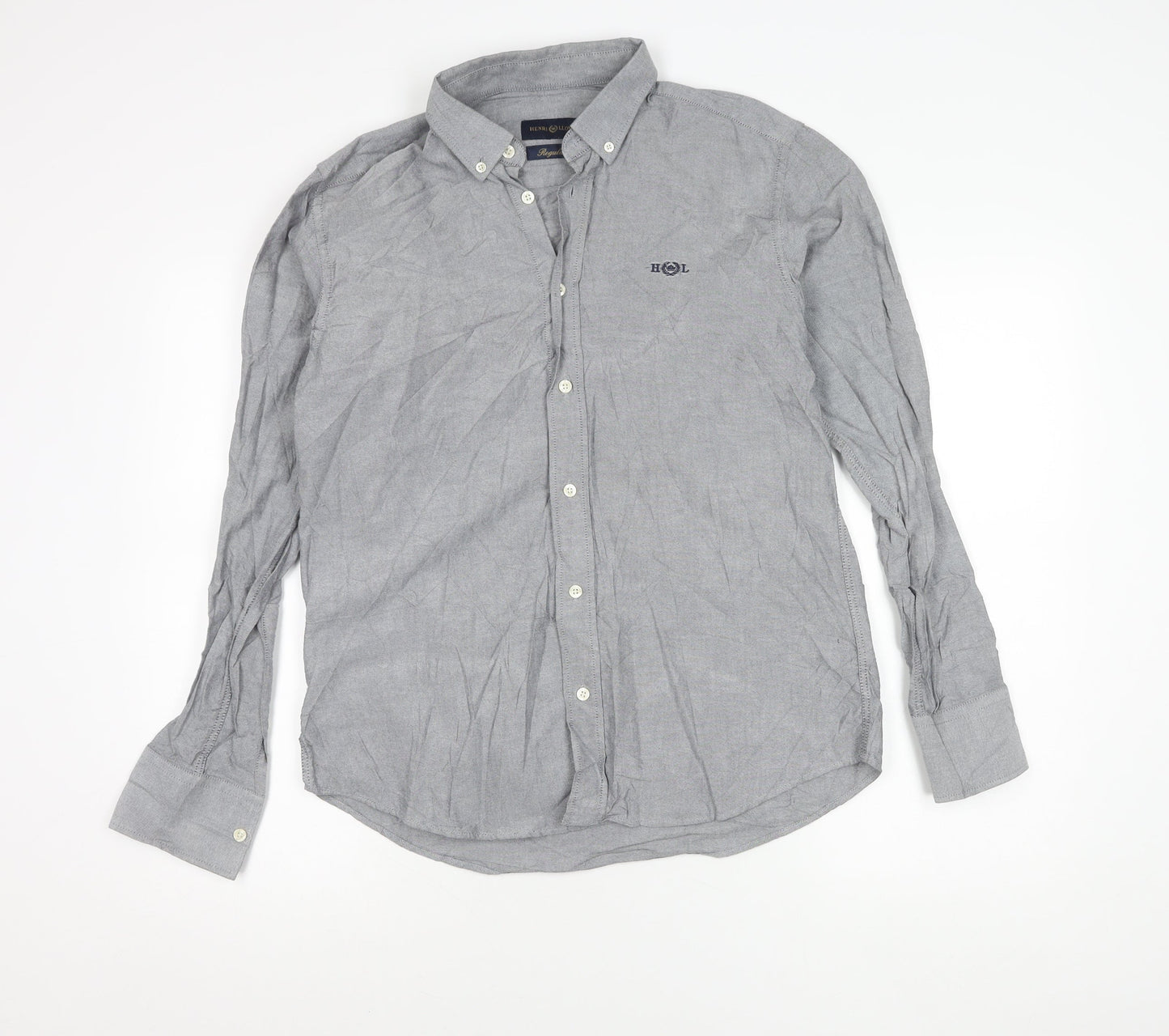 Henri Lloyd Men's Grey Cotton Long Sleeve Regular Fit Shirt M