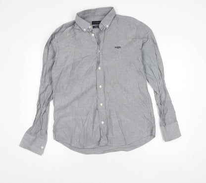 Henri Lloyd Men's Grey Cotton Long Sleeve Regular Fit Shirt M