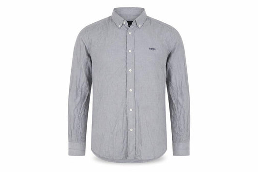 Front view of Henri Lloyd Men's Grey Cotton Long Sleeve Regular Fit Shirt M