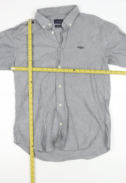 Henri Lloyd Men's Grey Cotton Long Sleeve Regular Fit Shirt M