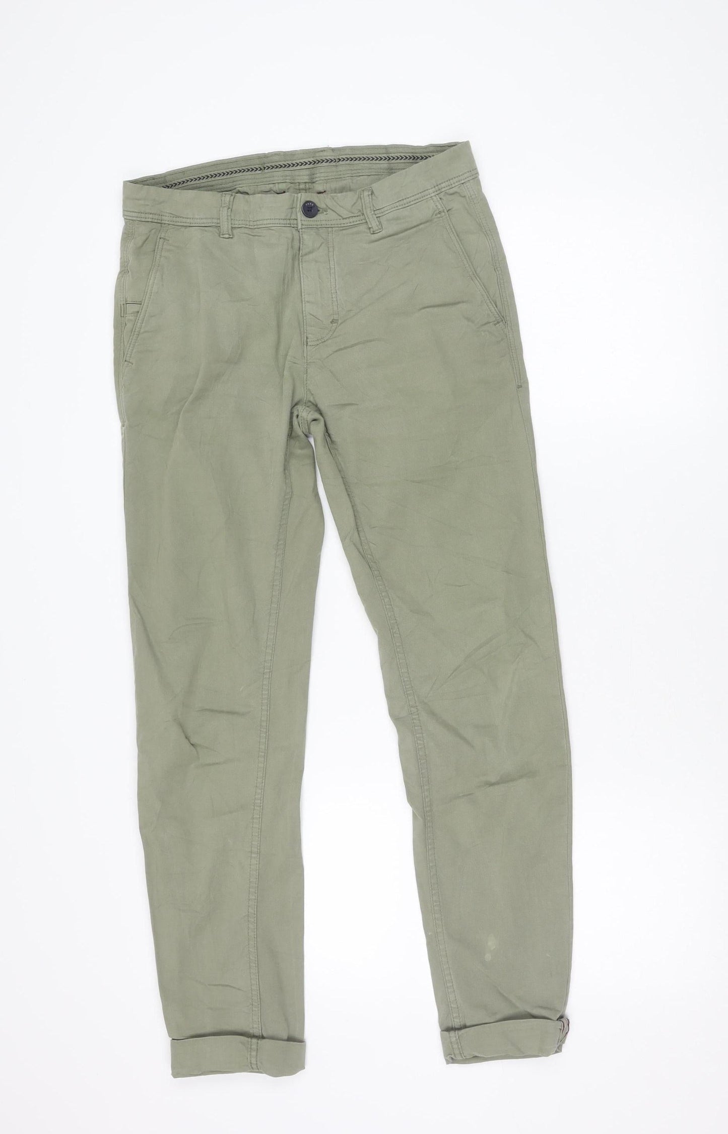 Zara Men’s Green Slim Fit Chino Trousers Size S W29 Casual