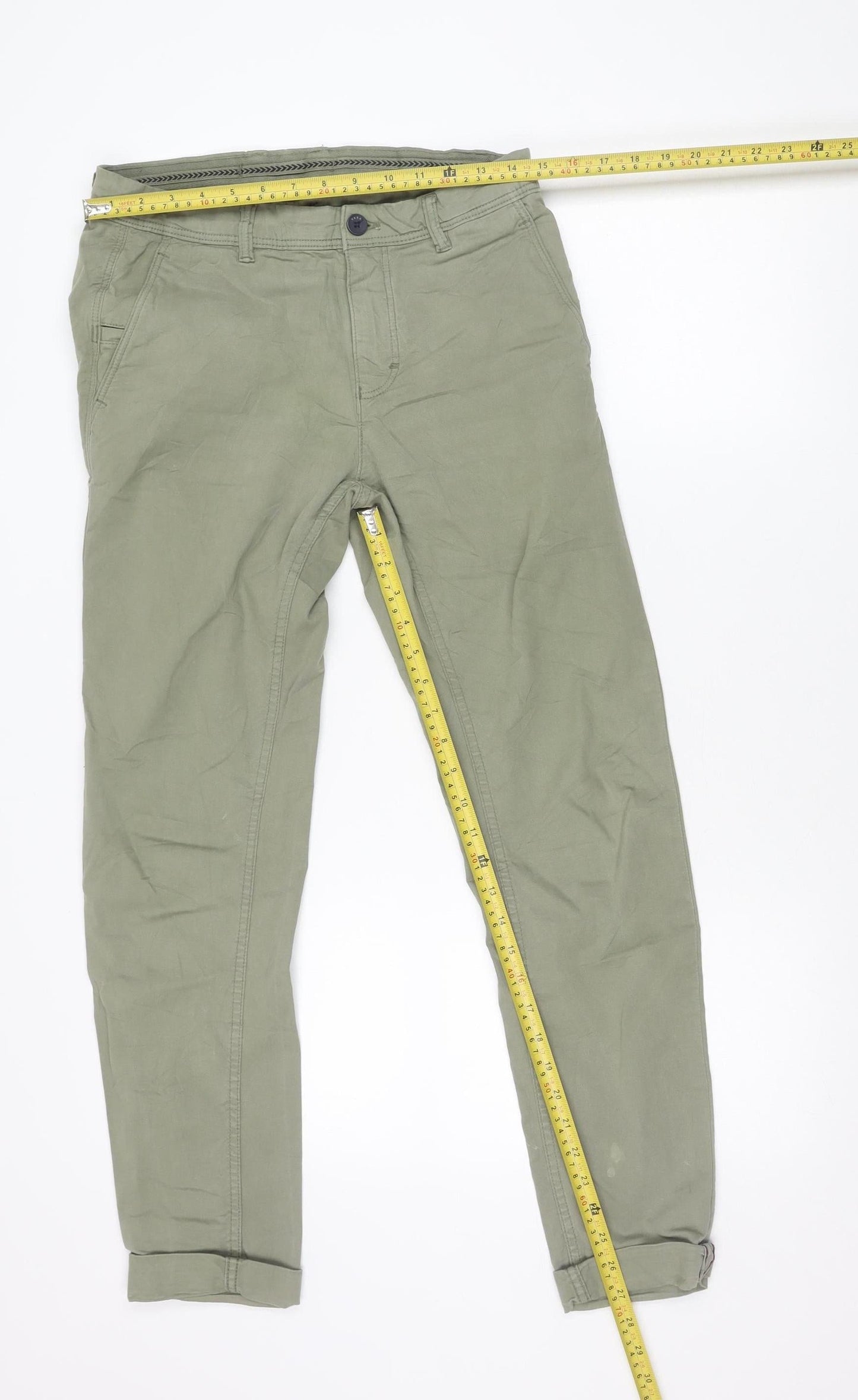 Zara Men’s Green Slim Fit Chino Trousers Size S W29 Casual