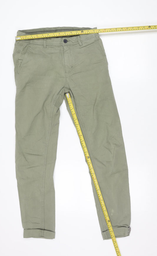 Zara Men’s Green Slim Fit Chino Trousers Size S W29 Casual