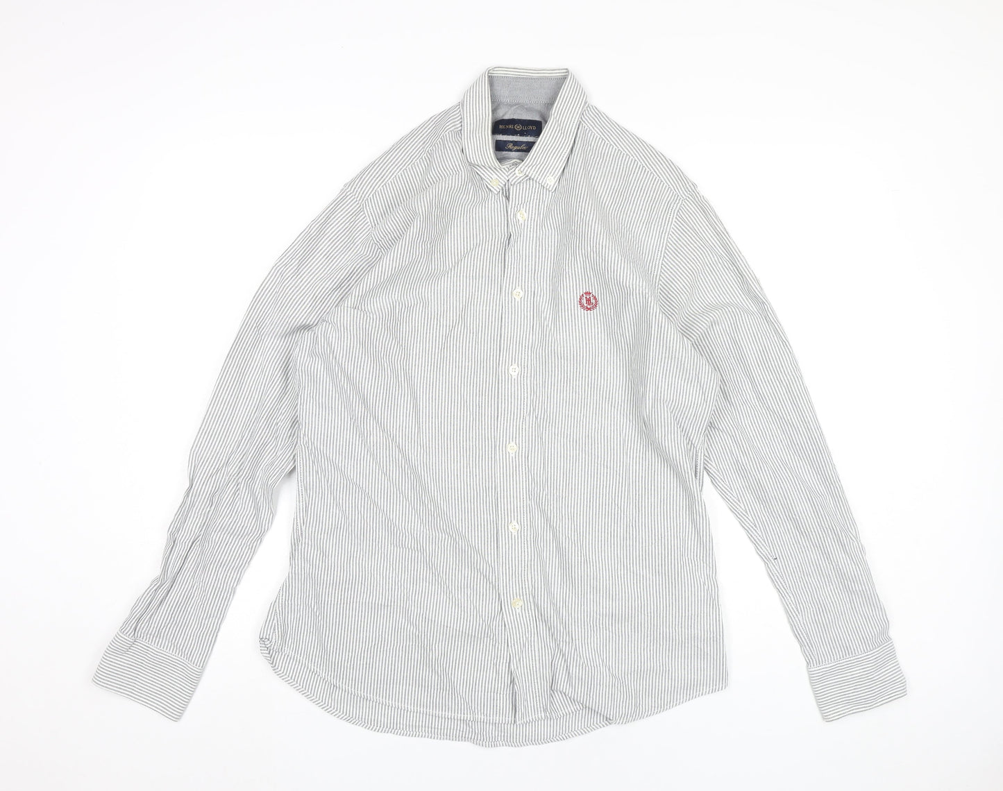 Henri Lloyd Men’s Grey Striped Cotton Button-Up Shirt M